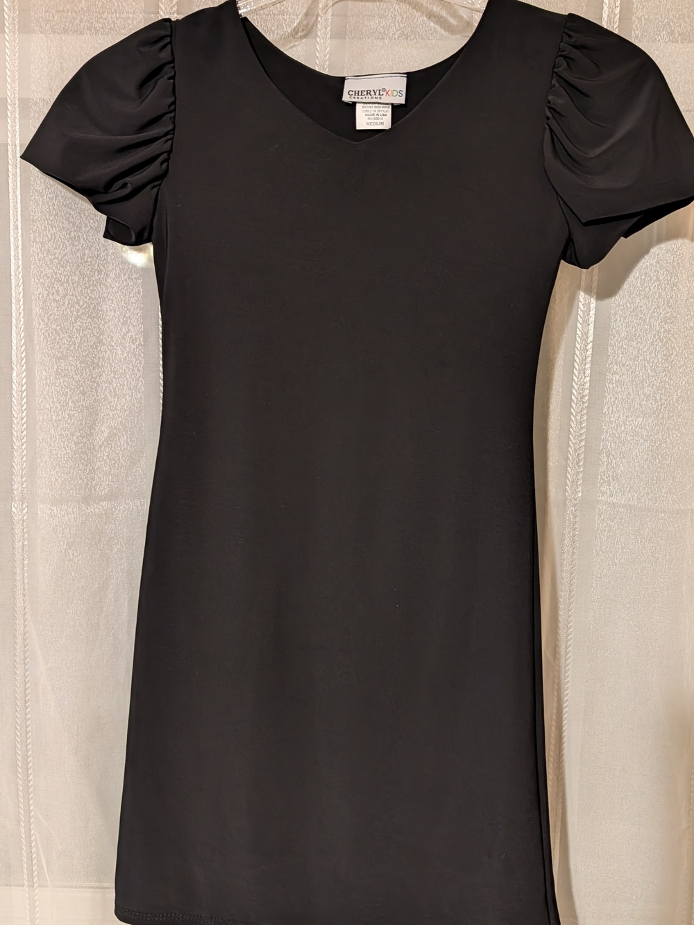 Cheryl Kids Black Puff-Sleeve A-Line Dress for Girls